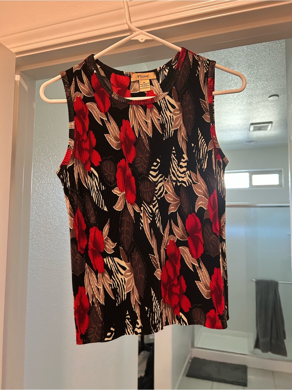 Black and Red Floral Top